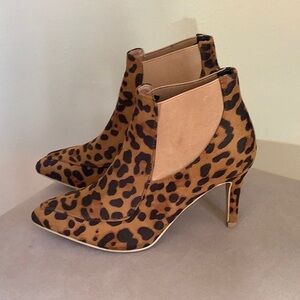 Allegra K Brown and Black Heeled Boots with Sleek Pointed Toe